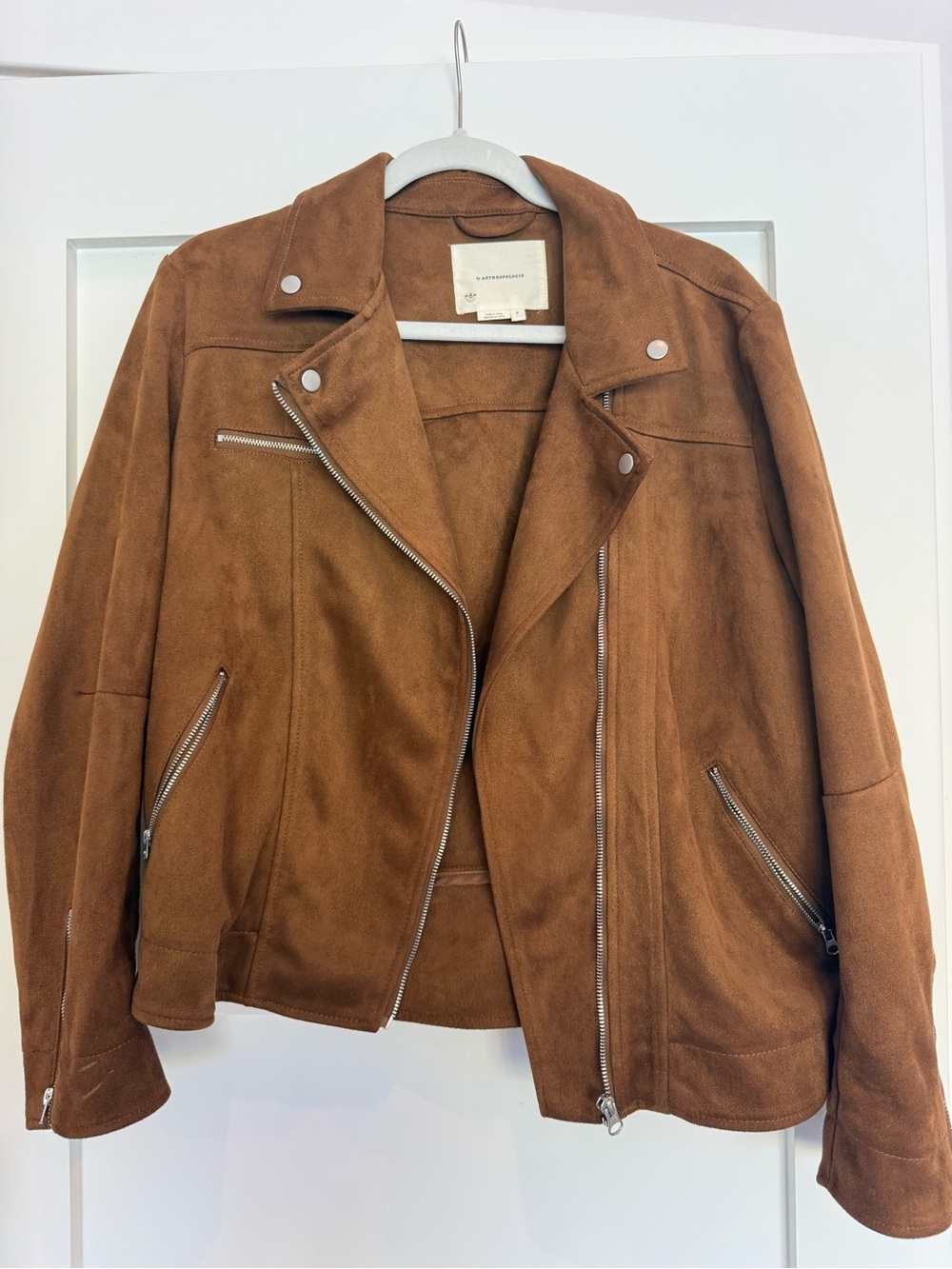 Anthropologie Chestnut Brown Suede Moto Jacket